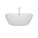 Wyndham Juno 59" Soaking Bathtub in White Brushed Nickel Trim and Brushed Nickel Floor Mounted Faucet WCBTK156159ATP11BN