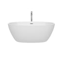 Wyndham Juno 59" Soaking Bathtub in White Polished Chrome Trim and Polished Chrome Floor Mounted Faucet WCBTK156159ATP11PC