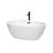 Wyndham Juno 59" Soaking Bathtub In White With Floor Mounted Faucet Drain And Overflow Trim In Matte Black WCBTK156159MBATPBK