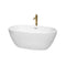 Wyndham Juno 59" Soaking Bathtub In White With Polished Chrome Trim And Floor Mounted Faucet In Brushed Gold WCBTK156159PCATPGD