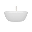 Wyndham Juno 59" Soaking Bathtub in White with Polished Chrome Trim and Floor Mounted Faucet in Brushed Gold WCBTK156159PCATPGD