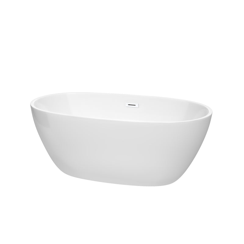 Wyndham Juno 59" Soaking Bathtub In White With Shiny White Trim WCBTK156159SWTRIM