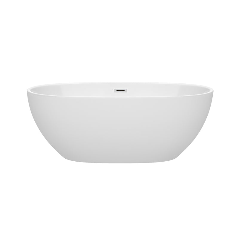 Wyndham Juno 63" Soaking Bathtub in White with Polished Chrome Trim WCBTK156163