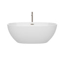 Wyndham Juno 63" Soaking Bathtub in White Brushed Nickel Trim and Brushed Nickel Floor Mounted Faucet WCBTK156163ATP11BN