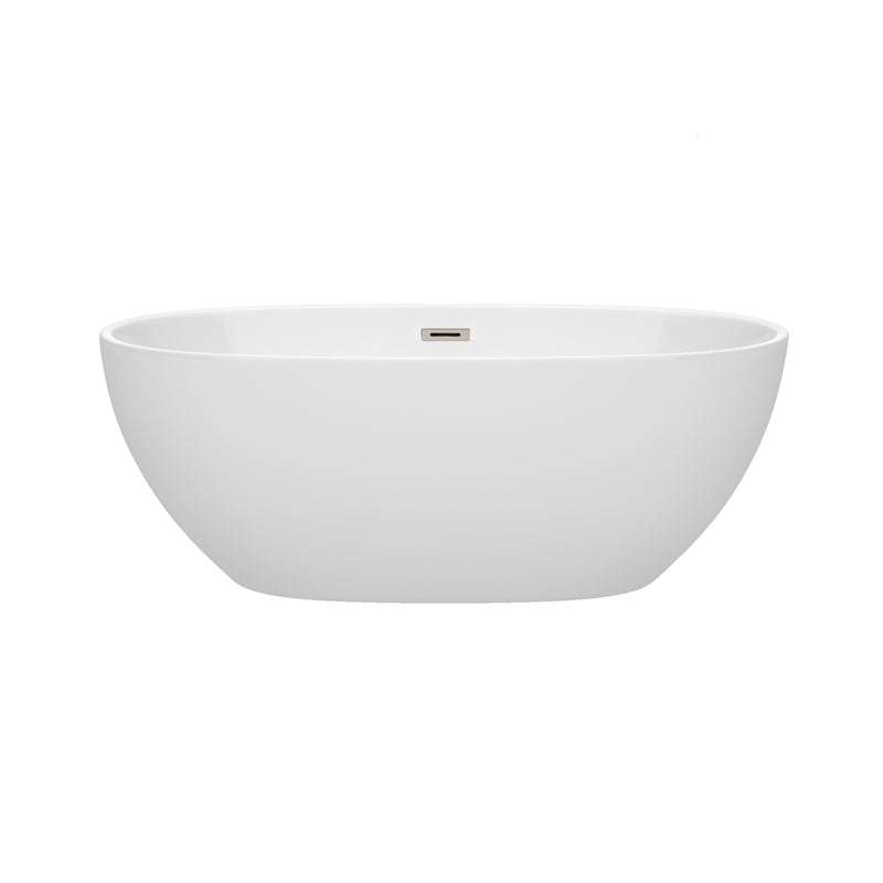 Wyndham Juno 63" Soaking Bathtub in White with Brushed Nickel Trim WCBTK156163BNTRIM