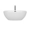 Wyndham Juno 63" Soaking Bathtub in White with Floor Mounted Faucet Drain and Overflow Trim in Matte Black WCBTK156163MBATPBK