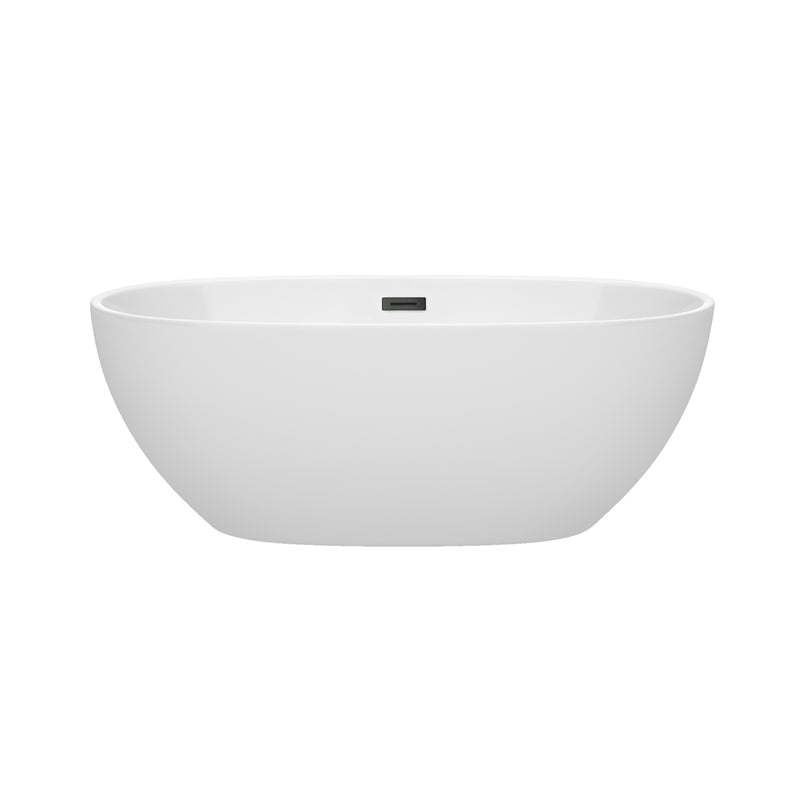 Wyndham Juno 63" Soaking Bathtub in White with Matte Black Trim WCBTK156163MBTRIM