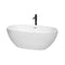 Wyndham Juno 63" Soaking Bathtub In White With Polished Chrome Trim And Floor Mounted Faucet In Matte Black WCBTK156163PCATPBK