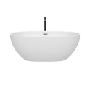 Wyndham Juno 63" Soaking Bathtub in White with Polished Chrome Trim and Floor Mounted Faucet in Matte Black WCBTK156163PCATPBK