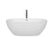 Wyndham Juno 63" Soaking Bathtub in White with Polished Chrome Trim and Floor Mounted Faucet in Matte Black WCBTK156163PCATPBK