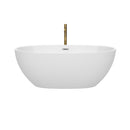 Wyndham Juno 63" Soaking Bathtub in White with Polished Chrome Trim and Floor Mounted Faucet in Brushed Gold WCBTK156163PCATPGD