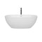 Wyndham Juno 63" Soaking Bathtub in White with Shiny White Trim and Floor Mounted Faucet in Matte Black WCBTK156163SWATPBK