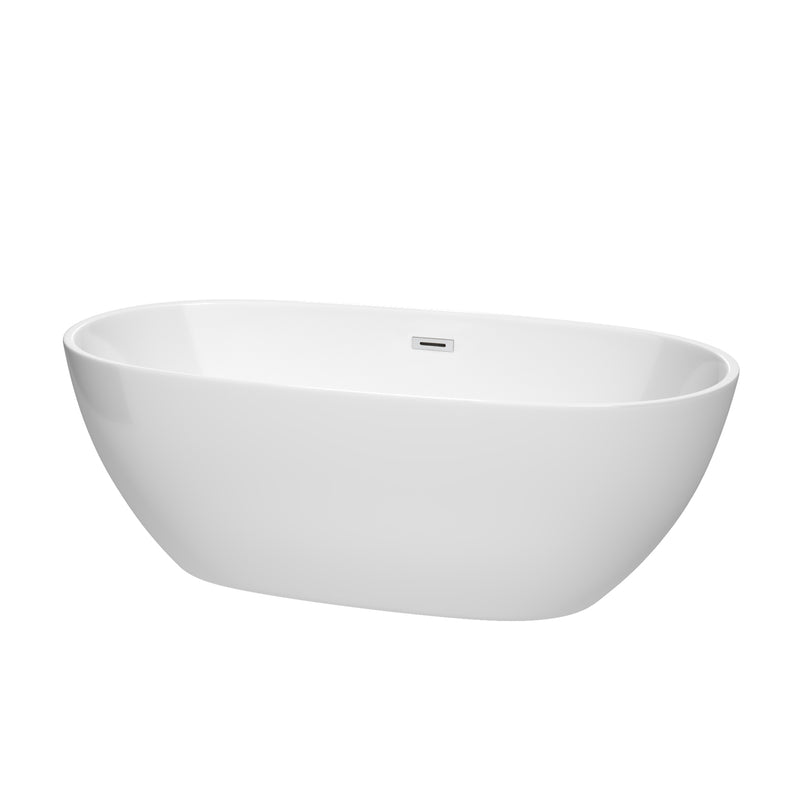 Wyndham Juno 67" Soaking Bathtub In White With Polished Chrome Trim WCBTK156167