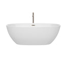 Wyndham Juno 67" Soaking Bathtub in White Brushed Nickel Trim and Brushed Nickel Floor Mounted Faucet WCBTK156167ATP11BN