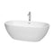 Wyndham Juno 67" Soaking Bathtub In White Polished Chrome Trim And Polished Chrome Floor Mounted Faucet WCBTK156167ATP11PC