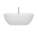 Wyndham Juno 67" Soaking Bathtub in White Polished Chrome Trim and Polished Chrome Floor Mounted Faucet WCBTK156167ATP11PC