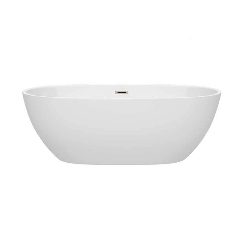 Wyndham Juno 67" Soaking Bathtub in White with Brushed Nickel Trim WCBTK156167BNTRIM