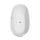 Wyndham Juno 67" Soaking Bathtub in White Brushed Nickel Trim and Brushed Nickel Floor Mounted Faucet WCBTK156167ATP11BN