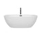 Wyndham Juno 67" Soaking Bathtub in White with Floor Mounted Faucet Drain and Overflow Trim in Matte Black WCBTK156167MBATPBK