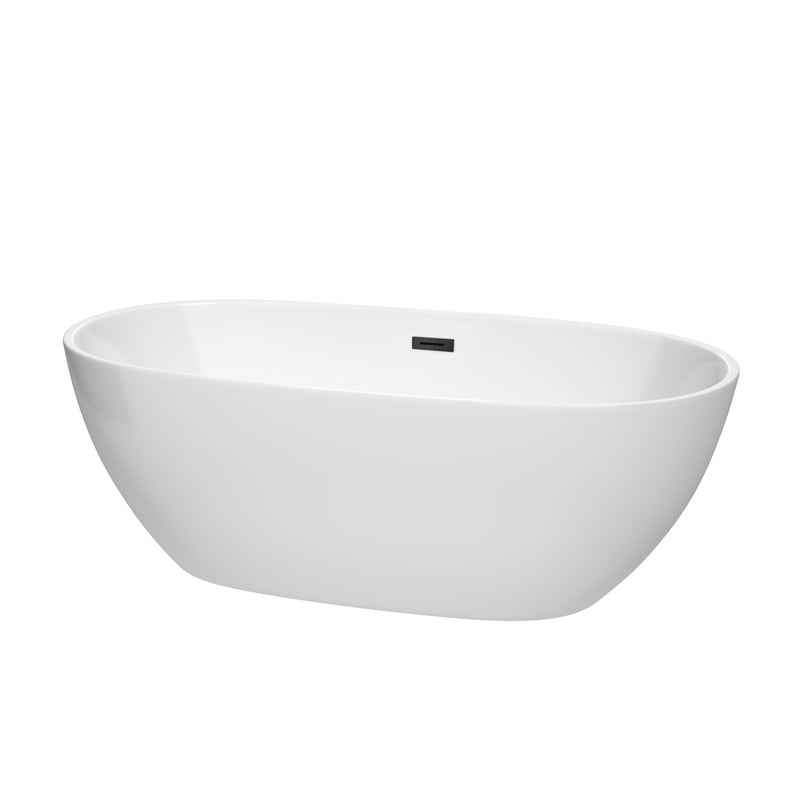 Wyndham Juno 67" Soaking Bathtub In White With Matte Black Trim WCBTK156167MBTRIM