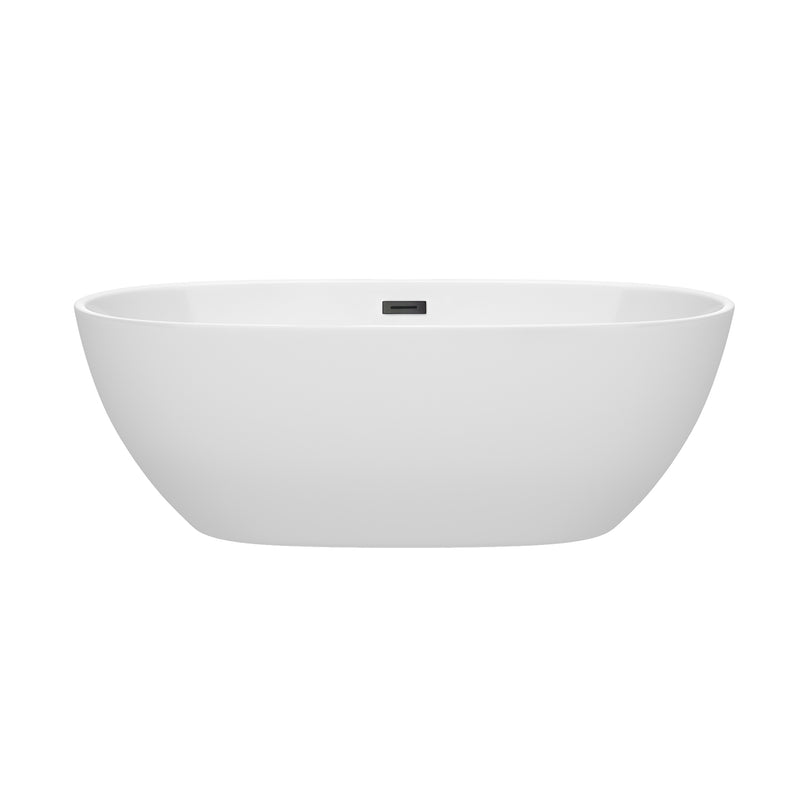 Wyndham Juno 67" Soaking Bathtub in White with Matte Black Trim WCBTK156167MBTRIM