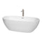 Wyndham Juno 71" Soaking Bathtub In White Brushed Nickel Trim And Brushed Nickel Floor Mounted Faucet WCBTK156171ATP11BN