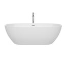 Wyndham Juno 71" Soaking Bathtub in White Polished Chrome Trim and Polished Chrome Floor Mounted Faucet WCBTK156171ATP11PC