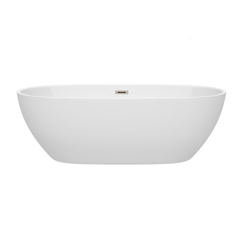 Wyndham Juno 71" Soaking Bathtub in White with Brushed Nickel Trim WCBTK156171BNTRIM