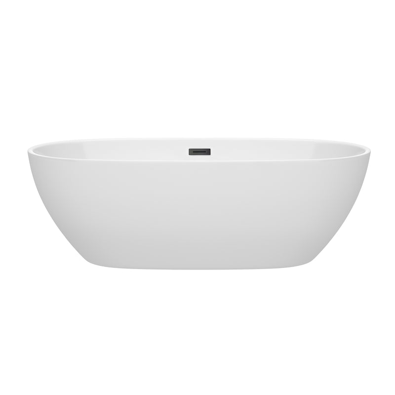 Wyndham Juno 71" Soaking Bathtub in White with Matte Black Trim WCBTK156171MBTRIM