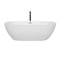 Wyndham Juno 71" Soaking Bathtub in White with Polished Chrome Trim and Floor Mounted Faucet in Matte Black WCBTK156171PCATPBK