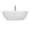 Wyndham Juno 71" Soaking Bathtub in White with Shiny White Trim and Floor Mounted Faucet in Matte Black WCBTK156171SWATPBK