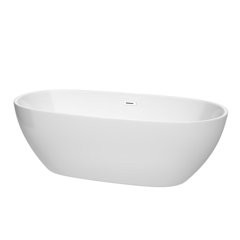 Wyndham Juno 71" Soaking Bathtub In White With Shiny White Trim WCBTK156171SWTRIM