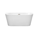 Wyndham Callie Soaking Bathtub in White with Brushed Nickel Drain and Overflow Trim WCBTM153459BNTRIM