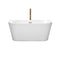 Wyndham Callie Soaking Bathtub in White with Polished Chrome Trim and Floor Mounted Faucet in Brushed Gold WCBTM153459PCATPGD