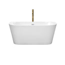 Wyndham Callie Soaking Bathtub in White with Shiny White Trim and Floor Mounted Faucet in Brushed Gold WCBTM153459SWATPGD