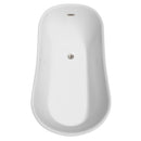 Wyndham Janice 67" Freestanding Bathtub in White with Floor Mounted Faucet Drain and Overflow Trim in Brushed Nickel WCBTO85467ATP11BN