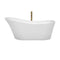 Wyndham Janice 67" Soaking Bathtub in White with Polished Chrome Trim and Floor Mounted Faucet in Brushed Gold WCBTO85467PCATPGD