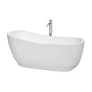 Wyndham Margaret 66" Freestanding Bathtub In White With Floor Mounted Faucet Drain And Overflow Trim In Polished Chrome WCBTO85666ATP11PC