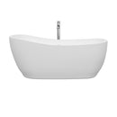 Wyndham Margaret 66" Freestanding Bathtub in White with Floor Mounted Faucet Drain and Overflow Trim in Polished Chrome WCBTO85666ATP11PC