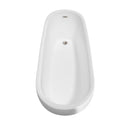 Wyndham Margaret 66" Freestanding Bathtub in White with Floor Mounted Faucet Drain and Overflow Trim in Brushed Nickel WCBTO85666ATP11BN