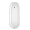 Wyndham Margaret 66" Freestanding Bathtub in White with Floor Mounted Faucet Drain and Overflow Trim in Brushed Nickel WCBTO85666ATP11BN