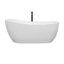 Wyndham Margaret 66" Soaking Bathtub in White with Floor Mounted Faucet Drain and Overflow Trim in Matte Black WCBTO85666MBATPBK