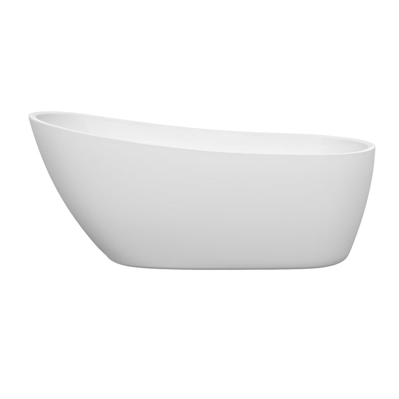 Wyndham Florence 68" Freestanding Bathtub in White with Polished Chrome Drain and Overflow Trim WCBTO85968