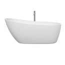 Wyndham Florence 68" Freestanding Bathtub in White with Floor Mounted Faucet Drain and Overflow Trim in Brushed Nickel WCBTO85968ATP11BN