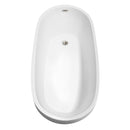 Wyndham Florence 68" Freestanding Bathtub in White with Brushed Nickel Drain and Overflow Trim WCBTO85968BNTRIM