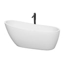 Wyndham Florence 68" Soaking Bathtub In White With Shiny White Trim And Floor Mounted Faucet In Matte Black WCBTO85968SWATPBK