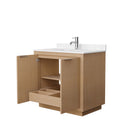 Wyndham Maroni 36" Single Bathroom Vanity In Light Straw Light-Vein Carrara Cultured Marble Countertop Undermount Square Sink and No Mirror WCF282836SLSC2UNSMXX