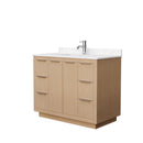 Wyndham Maroni 42" Single Bathroom Vanity In Light Straw Light-Vein Carrara Cultured Marble Countertop Undermount Square Sink And No Mirror WCF282842SLSC2UNSMXX