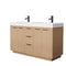 Wyndham Maroni 60" Double Bathroom Vanity In Light Straw Matte White Solid Surface In 4" Thickness Integrated Sinks Black Trims And No Mirror WCF282860DLBK4INTMXX