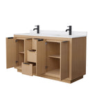 Wyndham Maroni 60" Double Bathroom Vanity In Light Straw White Cultured Marble Countertop Undermount Square Sinks Black Trims and No Mirror WCF282860DLBWCUNSMXX